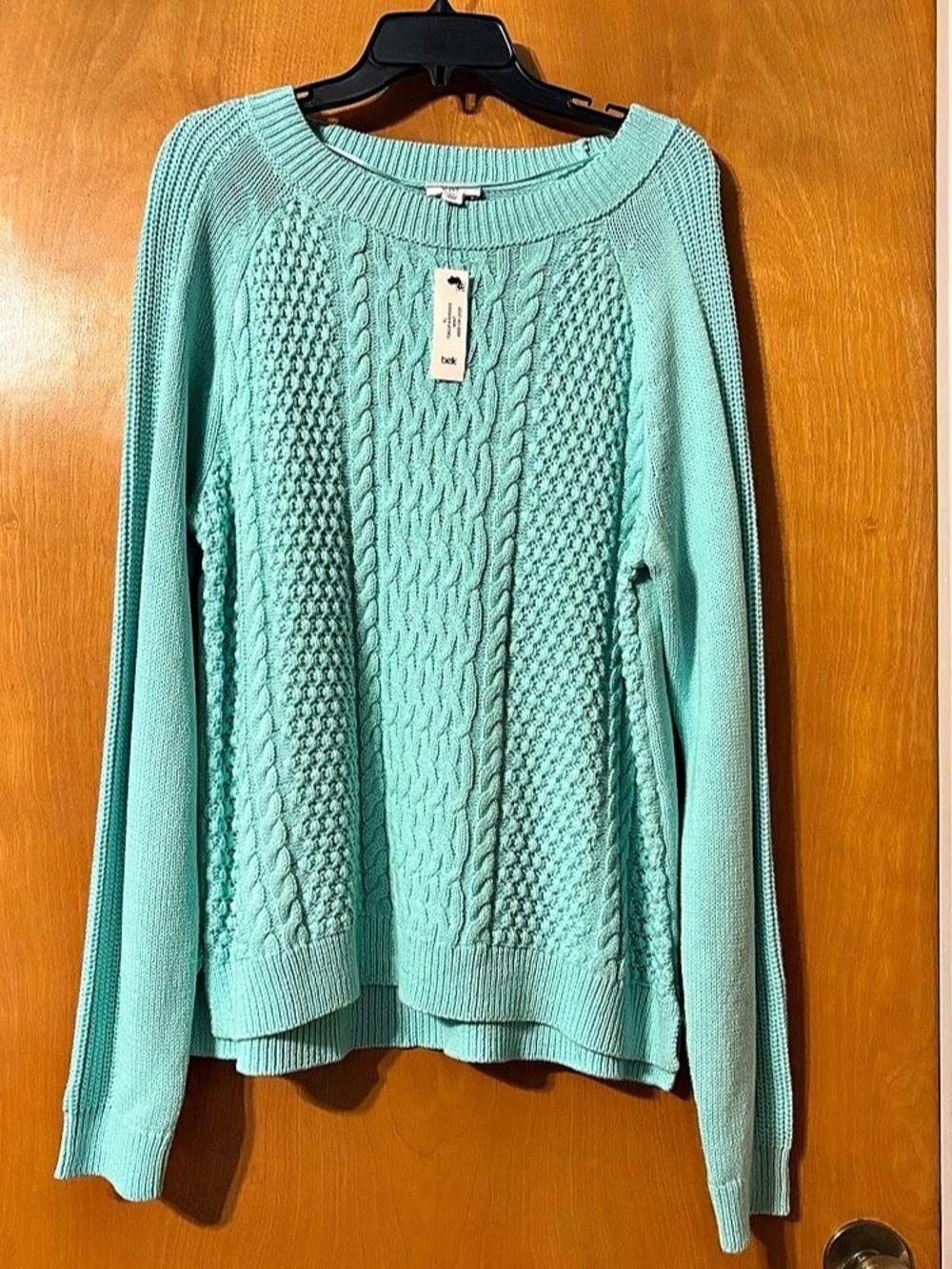Crown & Ivy Women's Cable Sweater Green XL NWT